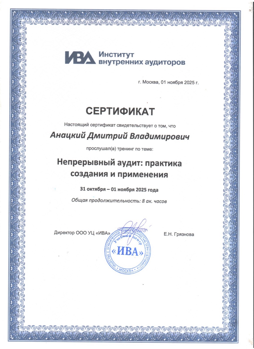 Непрерывный аудит — Анацкий Дмитрий